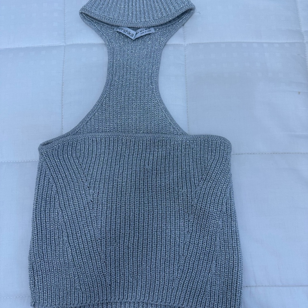 Gray Knit Crop Top